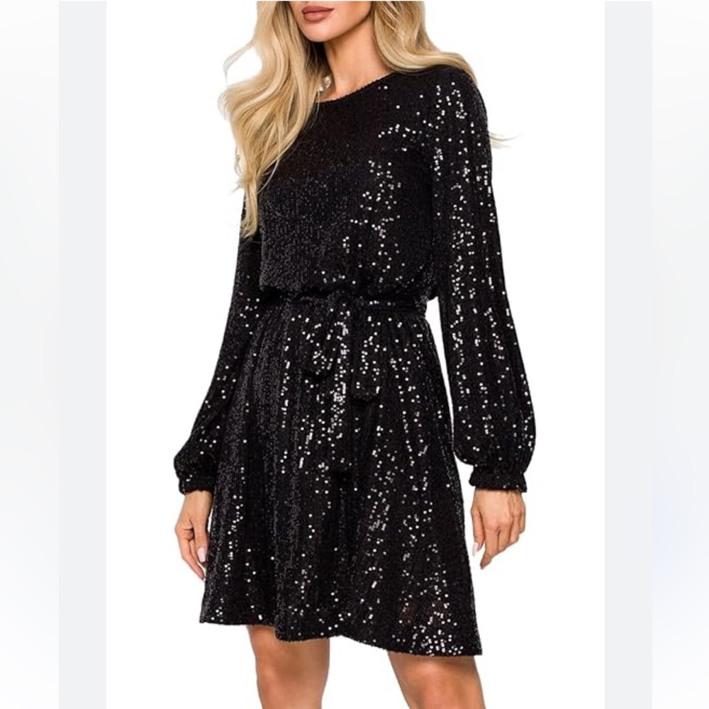 NEW Piombo Black Sequent Dress